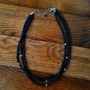 Silpada Black and Sterling Silver Beaded Necklace